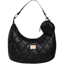 Caprese Briar Black Faux Leather Quilted Hobos Handbag-image-6