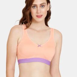 Rosaline by Zivame Peach Half Coverage Double Layered Bralette-image-84