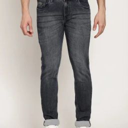 Cantabil Grey Cotton Regular Fit Jeans-image-9