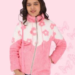 Cutecumber Pink & White Color Block Full Sleeves Jacket-picture-8