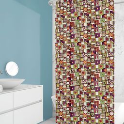 ArtzFolio White & Maroon Floral Printed Waterproof Shower Curtain-image-77
