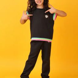 Anthrilo Boys Black Cotton Regular Fit Joggers Set-image-71