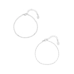 Accessorize London Silver Cupchain Anklets - Set of 2 image 3