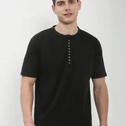 SHOW OFF Olive Cotton Slim Fit Solid T-Shirt-image-83