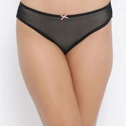 Clovia Black Net Regular Fit Solid Panties-image-10
