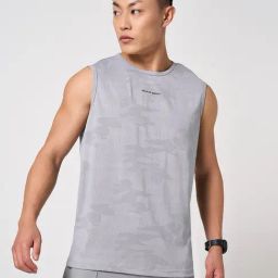 Ajile By Pantaloons Grey Slim Fit Camouflage Tank Tee-image-8