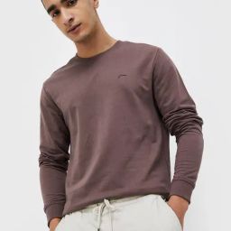 Fame Forever By Lifestyle Mauve Cotton Regular Fit Texture Sweatshirt-picture-31