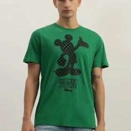 Antony Morato Green Cotton Regular Fit Printed T-Shirt-image-73