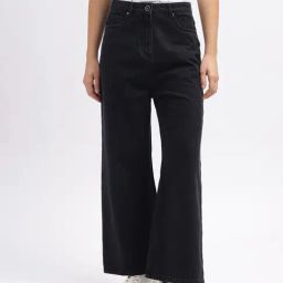 Elle Black Cotton Flared Fit Mid Rise Jeans-image-20