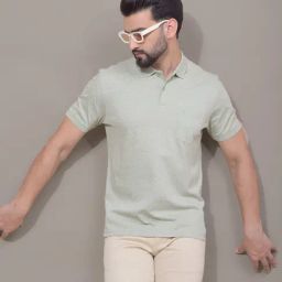 Crimsoune Club Green Cotton Slim Fit Polka Dot Polo T-Shirt-image-96