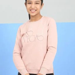 Sweet Dreams Girls Sepia Pink Polka Dot Regular Fit Sweat Shirt-image-20
