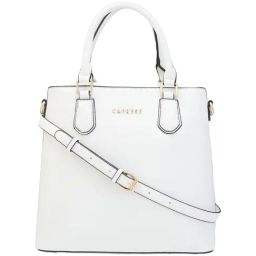 Caprese Tasha White Faux Leather Solid Handbag-image-1