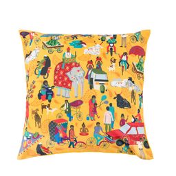 Chumbak Yellow & Red Set of Single Quirky Square Cushion Covers image 2