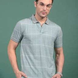 Crimsoune Club Green Blended Slim Fit Self Polo T-Shirt-image-49