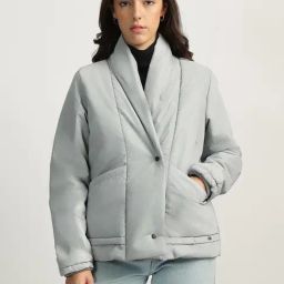 Elle Grey Loose Fit Self Pattern Jacket-picture-24