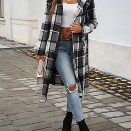 StyleCast x Revolte Women Checked Longline Tailored Jacket-image-25