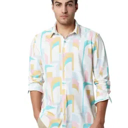 Spykar White Blended Slim Fit Printed Full Sleeves Casual Shirt-image-47