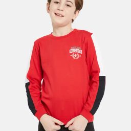 Octave Kids Red Solid Full Sleeves T-Shirt-image-24