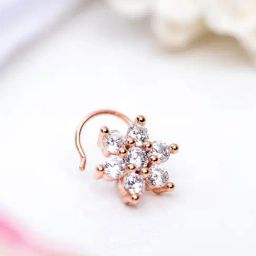Zavya 925 Silver Floral Bloom Rose Gold-Plated Nose Pin for Women-image-80