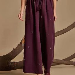 Kazo Wine Regular Fit High Rise Pants-picture-5