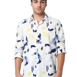 Spykar White Blended Slim Fit Printed Full Sleeves Casual Shirt-image-42