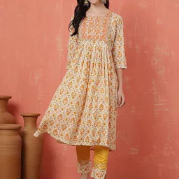 Anouk Women Floral Printed Regular Thread Work Kurta with Trousers-37