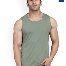 SLOWLORIS Pack Of 2 Sleeveless Bio Washed Combed Cotton Gym Vests-picture-46