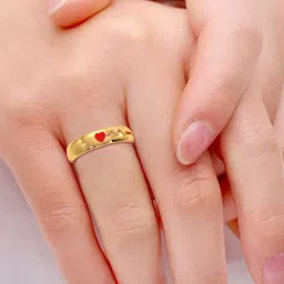 Candere by Kalyan Jewellers 18K Yellow Gold Heart with Pulse Women Band Ring-image-43