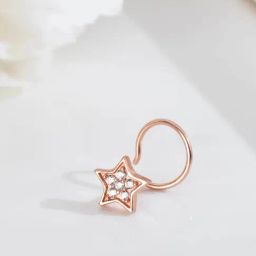 Zavya 925 Silver Starry Radiance Rose Gold-Plated Cubic Zirconia Star Nosepin for Women-3