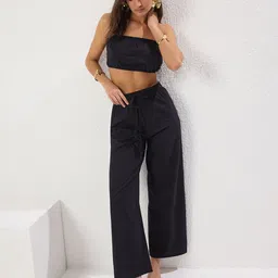 Trendyol Pure Cotton Strapless Neck Top With Trousers-image-23