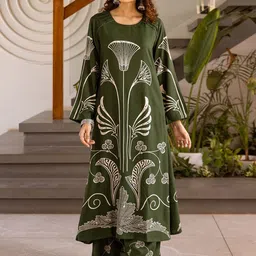 KALINI Women Woven Design Printed A-Line Kurta with Palazzo-picture-13