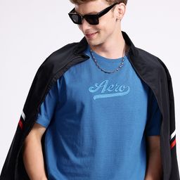 Aeropostale Brand Logo Embroidered Relaxed Fit Pure Cotton T-shirt-image-77
