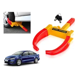 Auto Pearl Security Adjustable Anti Theft Yellow, Red Wheel Clamp Lock Compatible with Vento-image-97