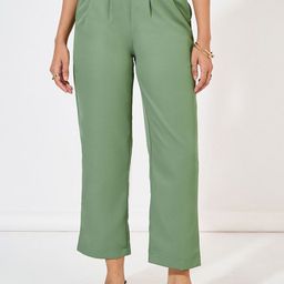 Styli Women Solid High Rise Tapered Trouser With Box Pleat-image-8