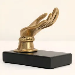 Exotic India Gold-Toned Brass Devi Hand Idol Showpiece-image-31