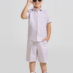 YK BoysPolka dot Printed Shirt Collar Shirt With Shorts-image-99