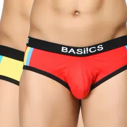 BASIICS by La Intimo Yellow & Red Striped Briefs (Pack of 2)-image-69