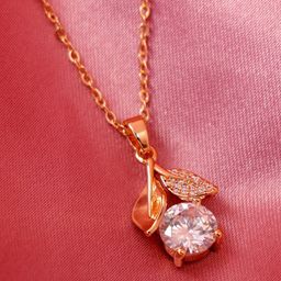 Archies Gold-Plated Stainless Steel Blooming Stone Studded Pendant with Chain-31