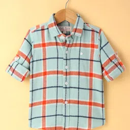 JASH KIDS Cotton Woven Full Sleeves Checkered Shirt - Green-picture-0