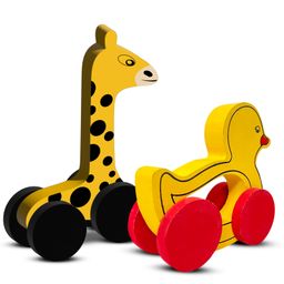 I PLAY Wooden Giraffe & Duck Push and Pull Toy - Set of 2-91