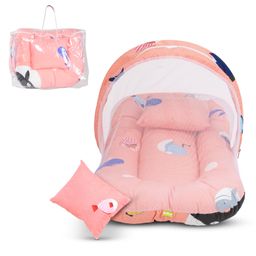 Baybee Baby Bedding Set Newborn Mattress with Mosquito Net & Neck Pillow Portable Sleeping Nest - Orange-2