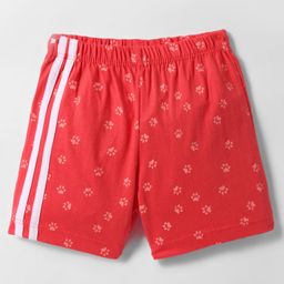 Tango Single Jersey Knit Knee Length Shorts With Paw Print - Red-picture-12