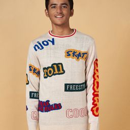 Coolsters by Pantaloons Full Sleeves Freestyle Text Designed Sweater - Off White-image-97