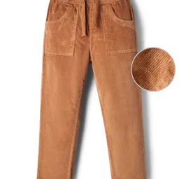 Pine Kids Velvet Woven Full Length Solid Colour Trouser - Khaki-picture-5