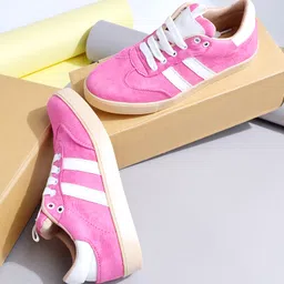 Shoetopia Colour Blocked Lace Up Sneakers - Pink-picture-0