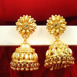 Anujeet Fashion Hub Gold-Plated Artificial Beaded Dome Shaped Jhumkas-13