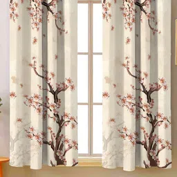 Steve & Anderson Jester Brown & Cream 2 Pieces Floral Printed Window Curtains (5 Feet)-47