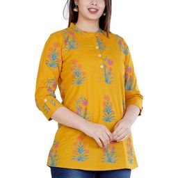 CORSICA Women Floral Print Mandarin Collar Cotton Top-picture-36