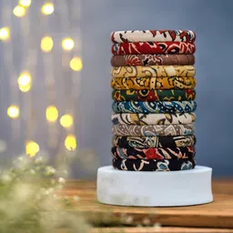 Taasha Craft Set Of 12 Threaded Bangles-49
