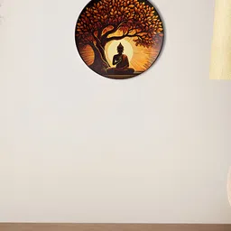 THE QUIRKY HOME Brown & Yellow Bodhi Tree' s Wisdom Printed Ceramic Wall Plate-image-16